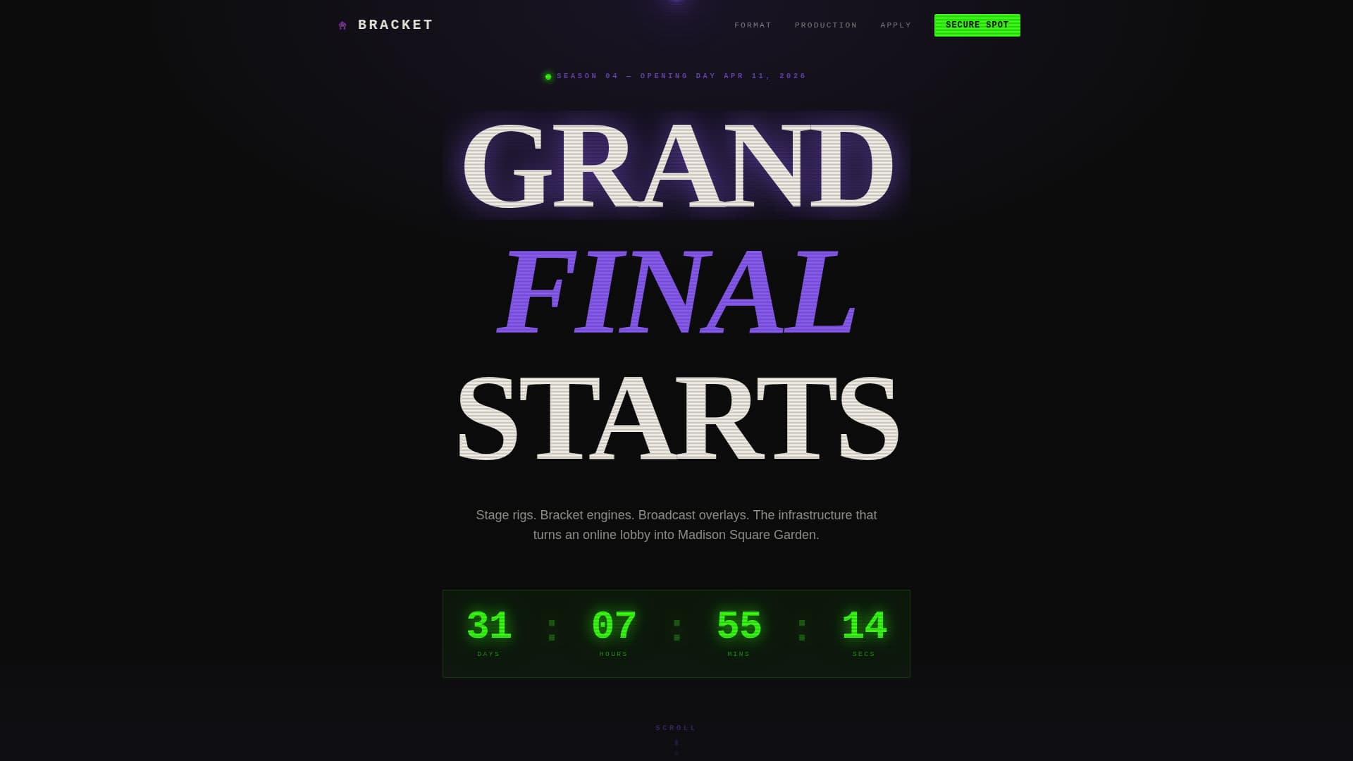 Bracket - Elite Esports Landing Page Template