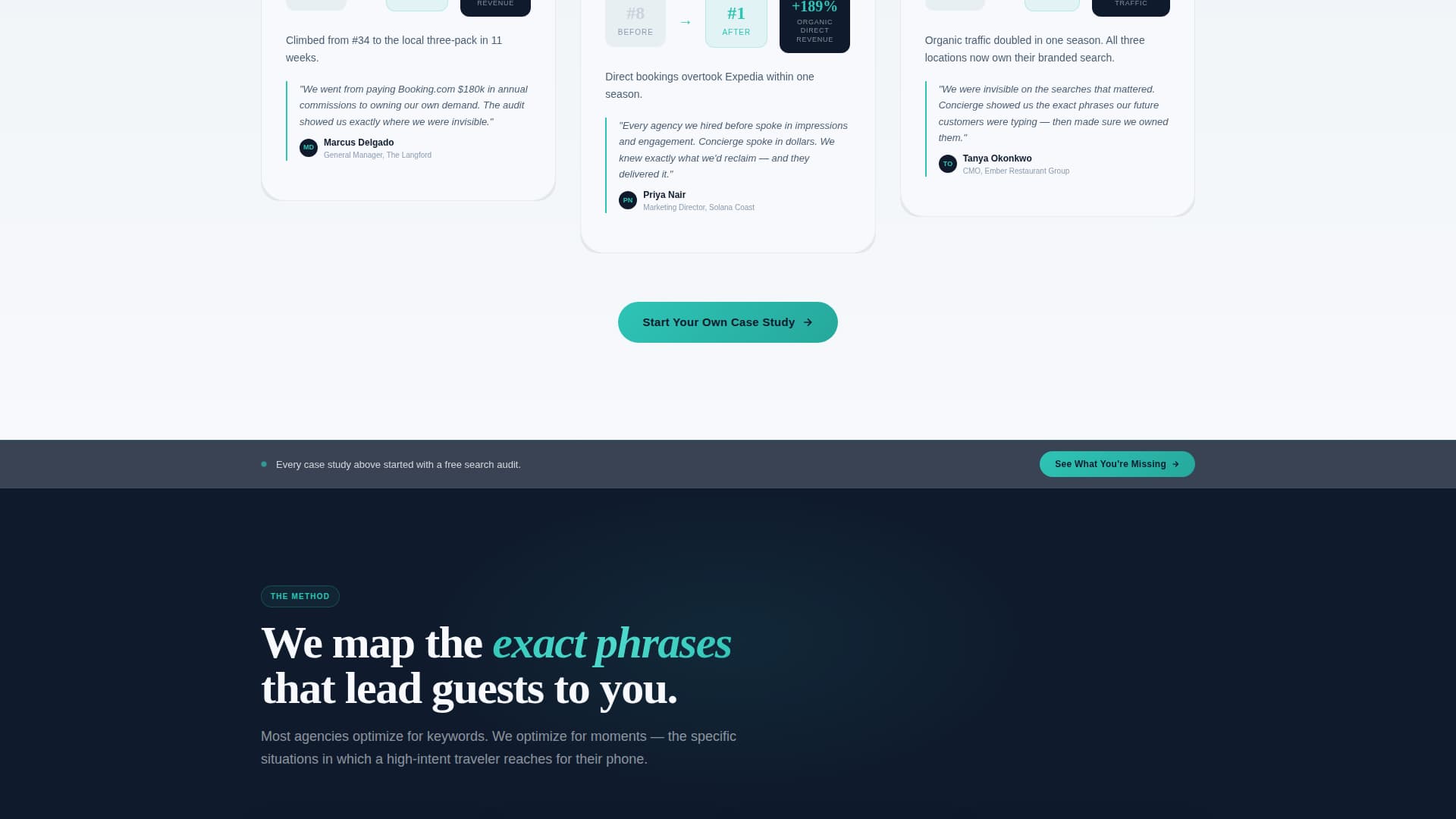 Concierge - Luminous Hospitality Landing Page Template