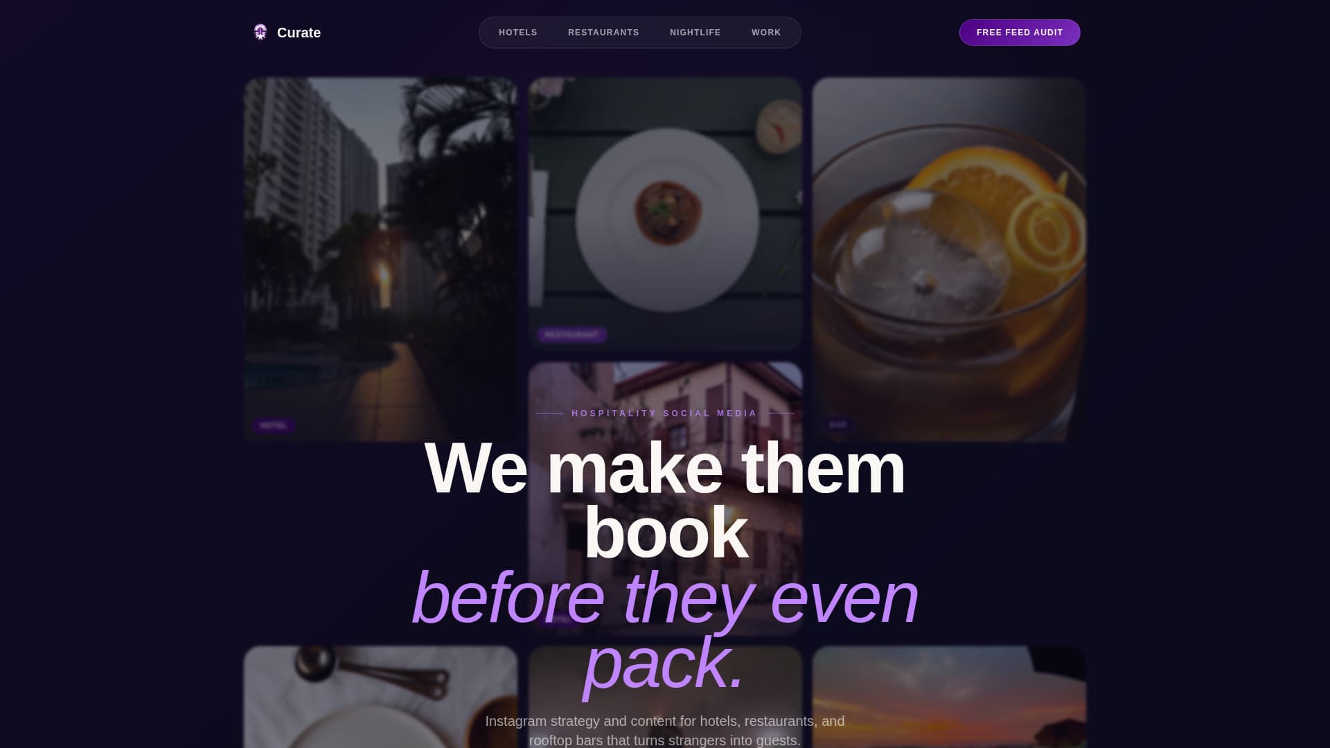 Curate - Stunning Hospitality Landing Page Template