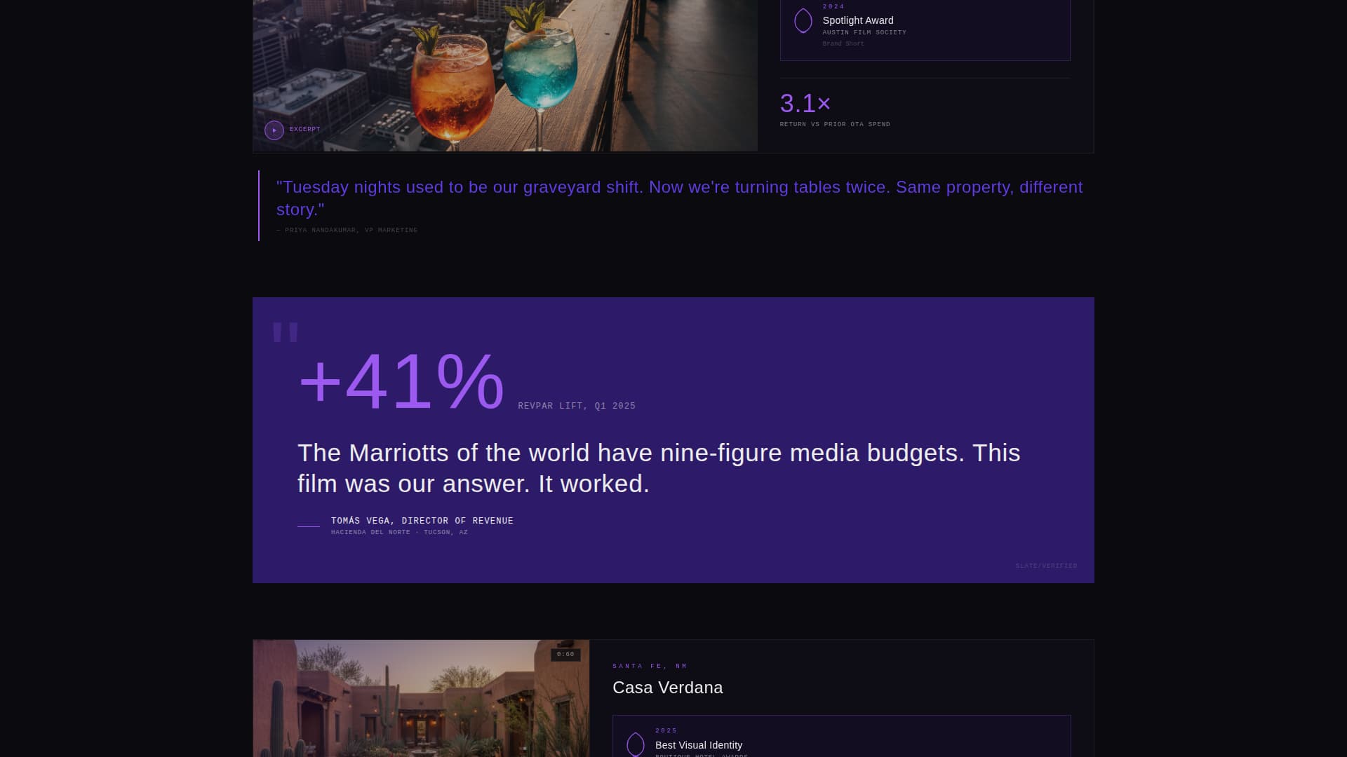 Slate - Awardwinning Hospitalityvideomarketing Landing Page Template