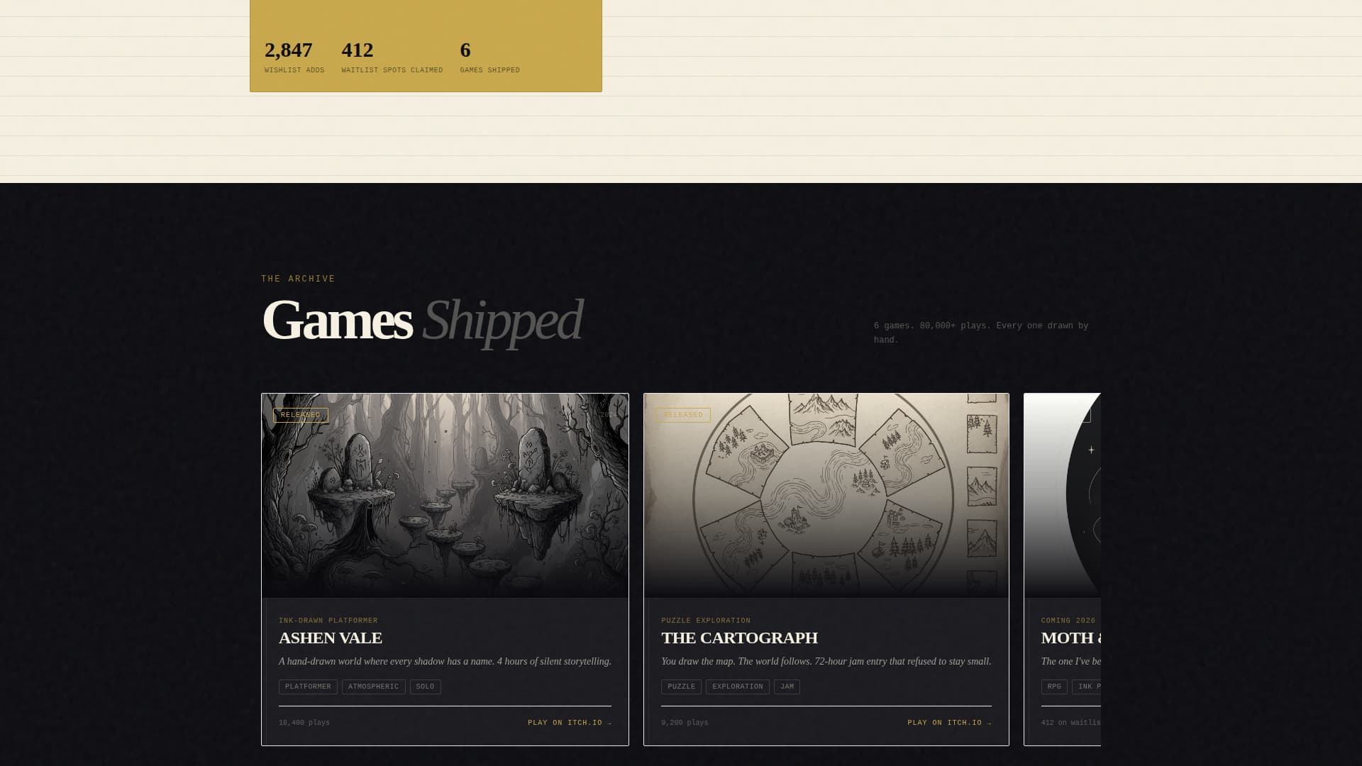 Inkwell - Handcrafted Indiegame Landing Page Template