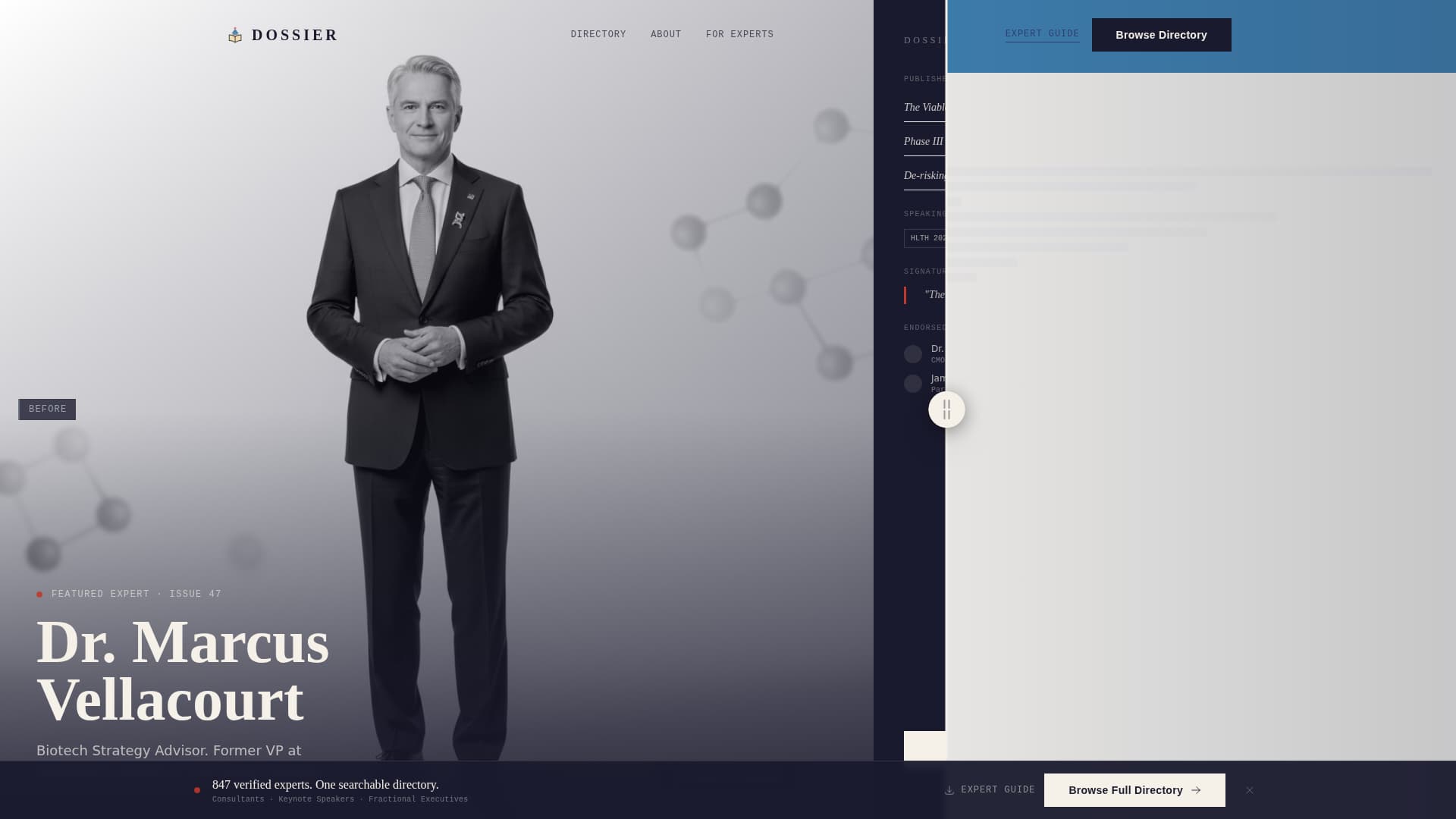 Dossier - Authoritative Expert Landing Page Template
