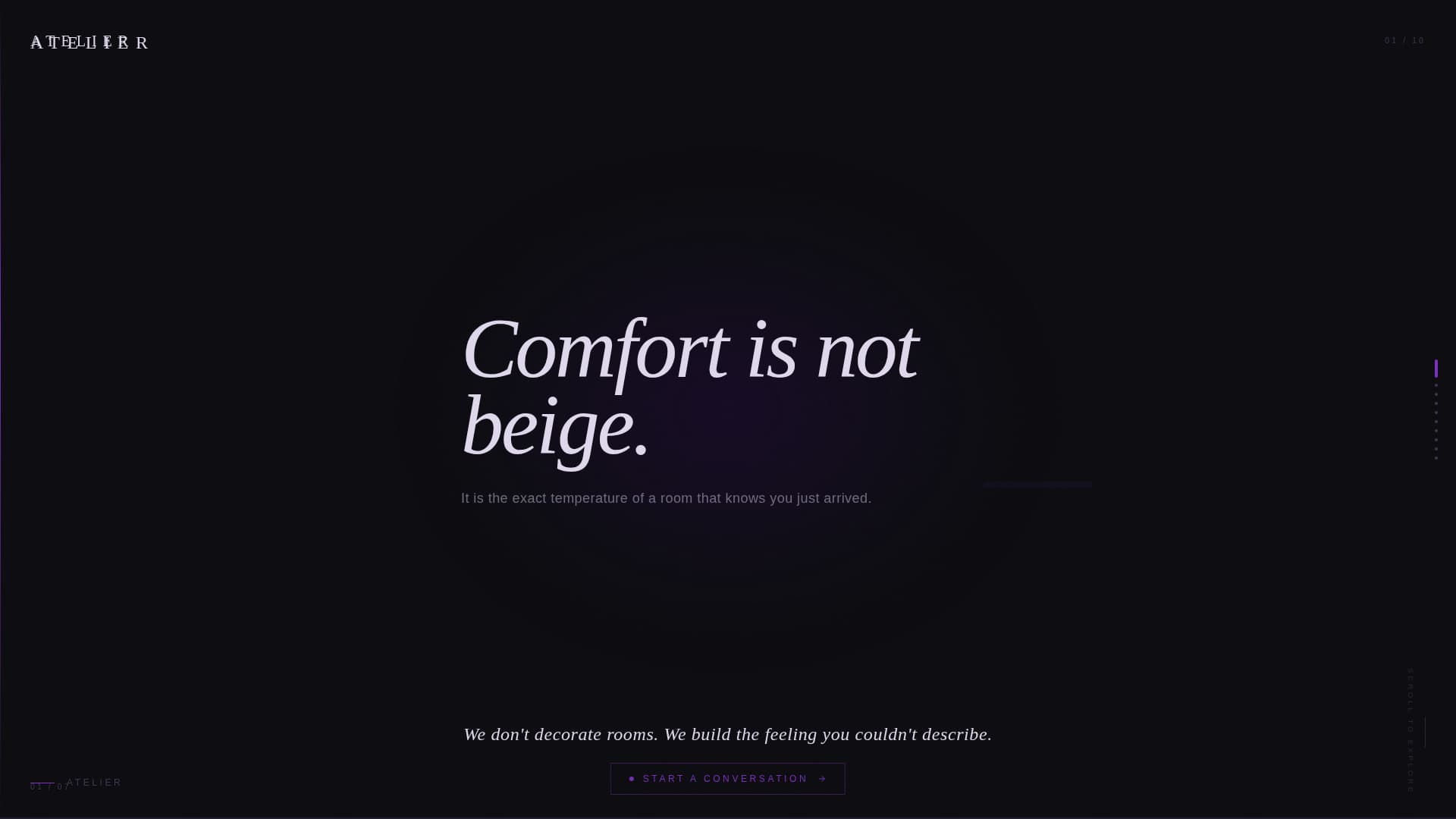 Atelier - Immersive Interiordesigner Landing Page Template