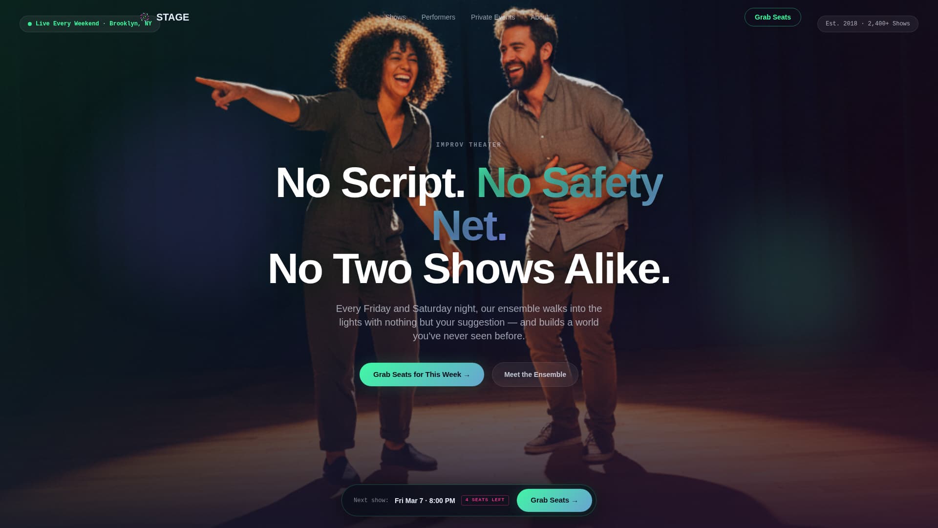 Improv - Electric Theater Landing Page Template