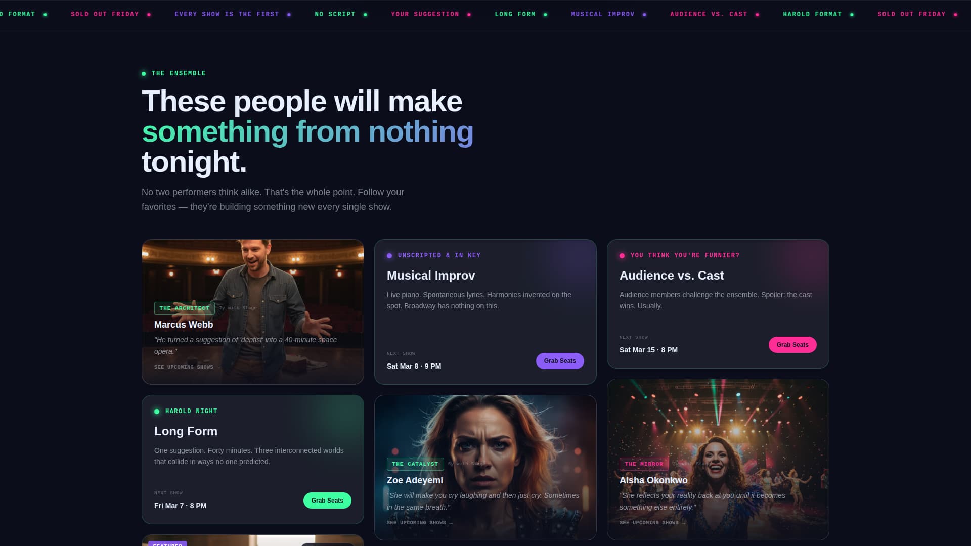 Improv - Electric Theater Landing Page Template
