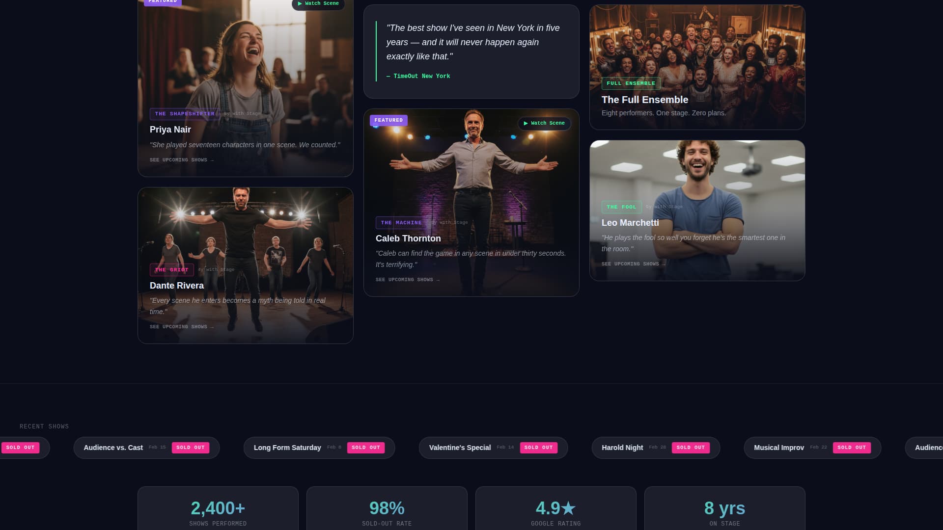 Improv - Electric Theater Landing Page Template