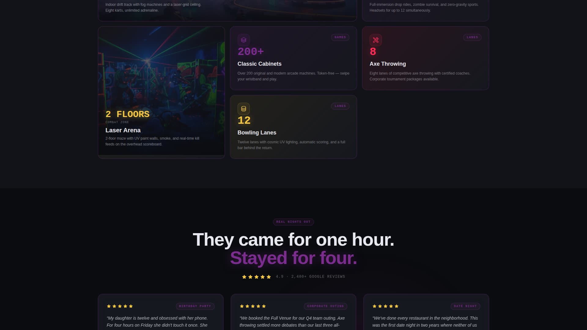 Arcade - Electrifying Entertainment Landing Page Template