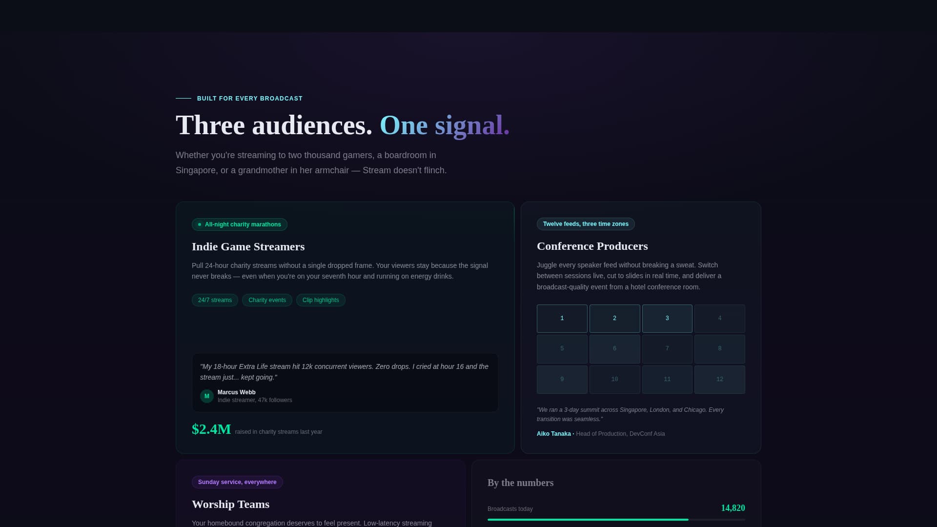 Stream - Immersive Broadcasting Landing Page Template