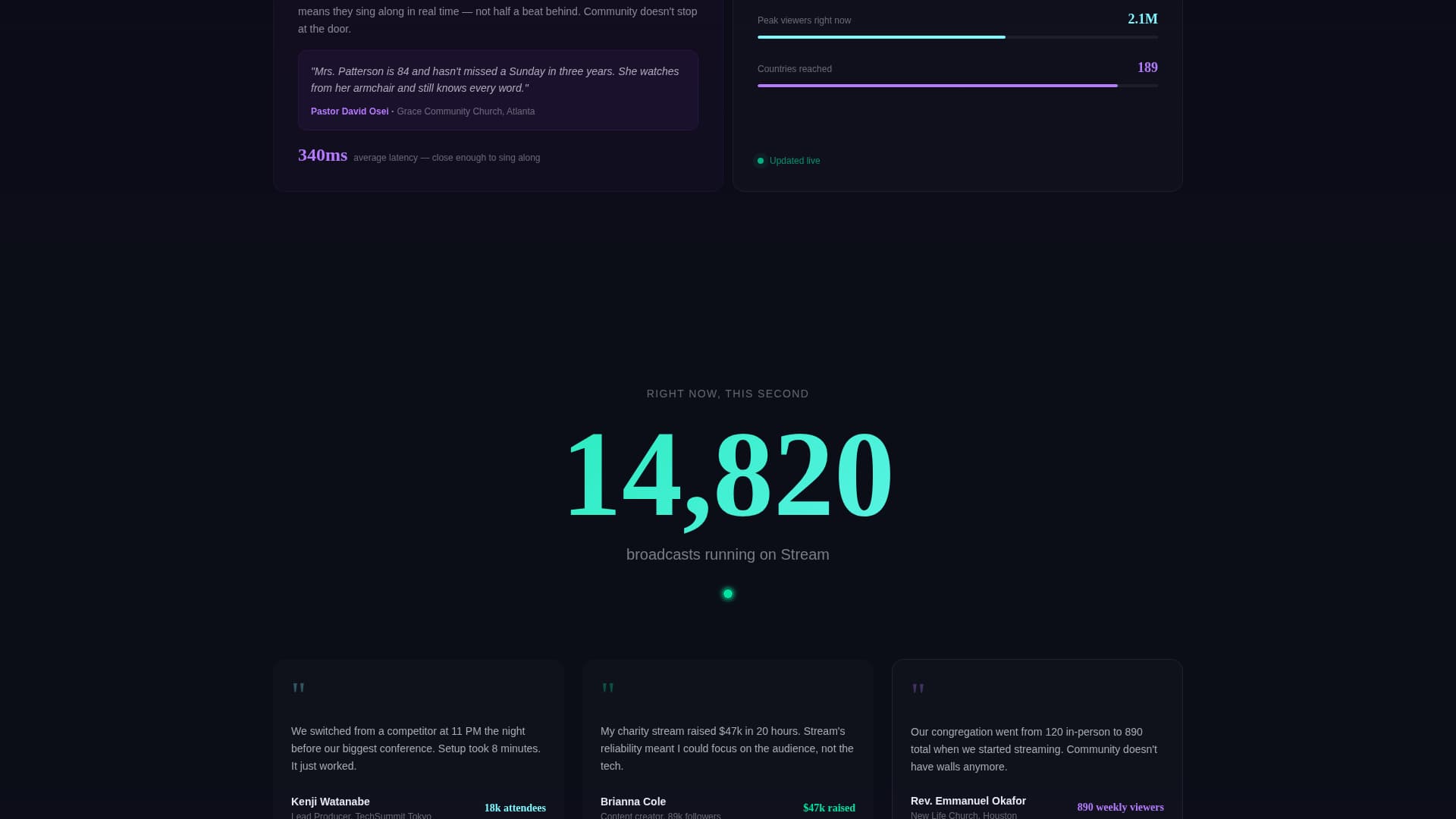 Stream - Immersive Broadcasting Landing Page Template
