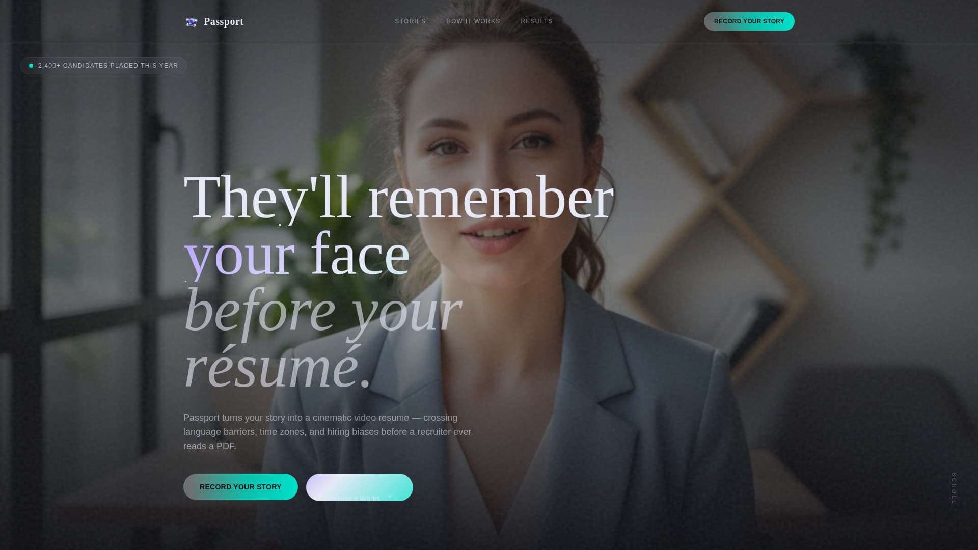 Passport - Cinematic Resume Landing Page Template