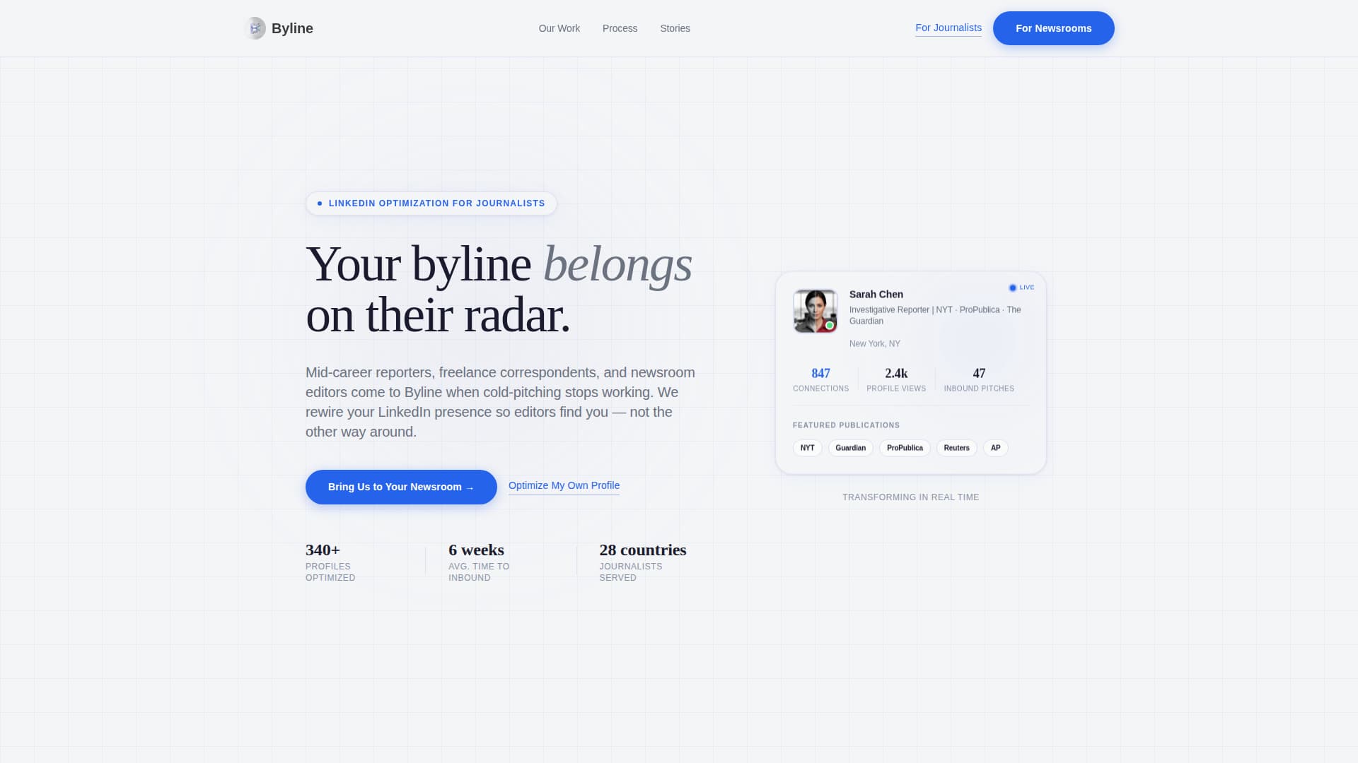 Byline - Powerful Journalist Landing Page Template