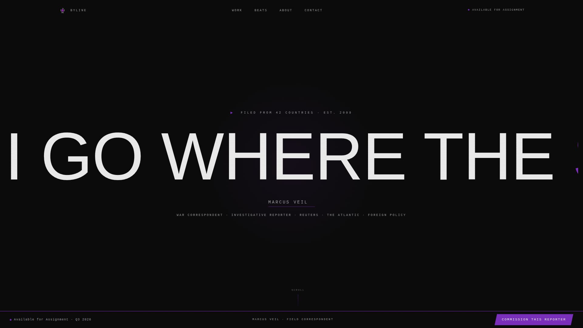 Byline - Bold Journalist Landing Page Template