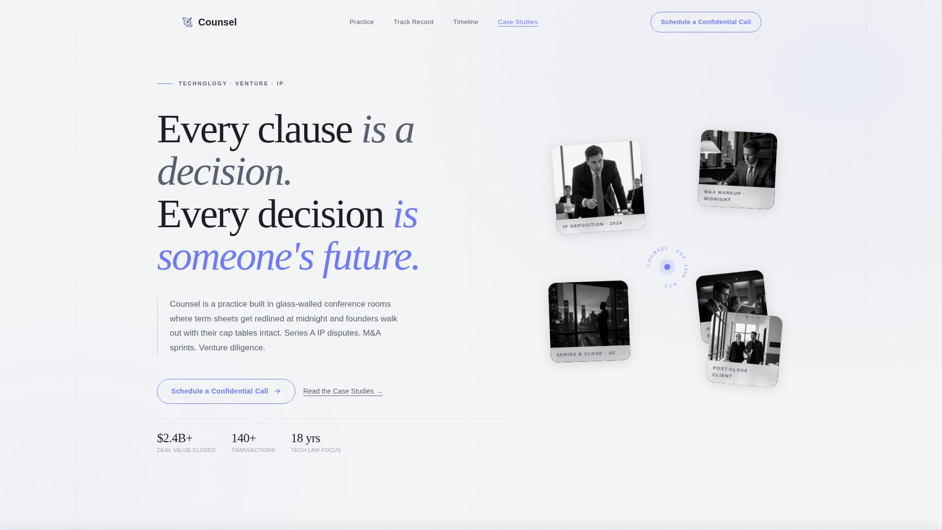 Counsel - Authoritative Lawyer Landing Page Template
