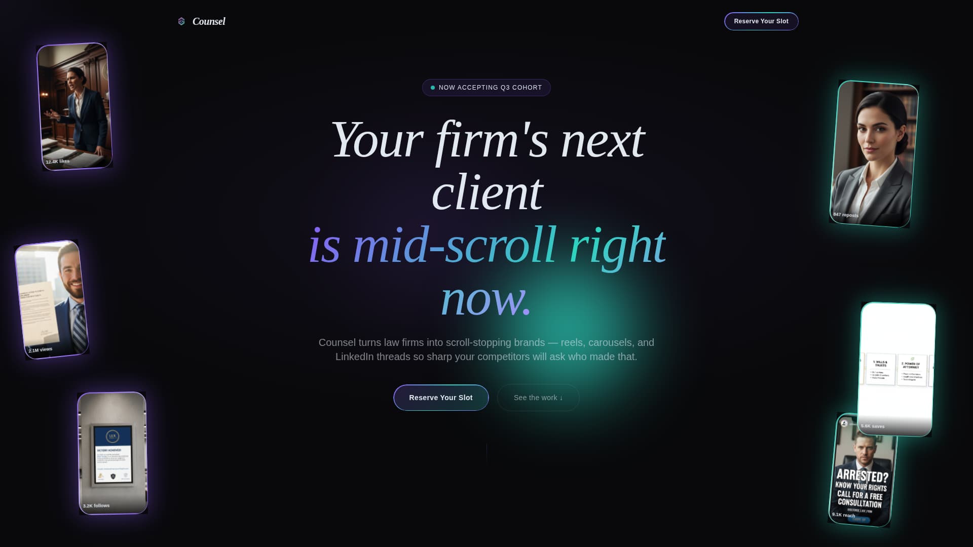 Counsel - Immersive Legal Landing Page Template