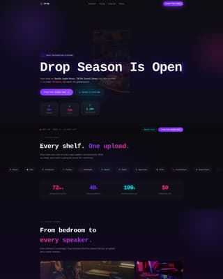 Drop - Electric Musicdistribution Landing Page Template