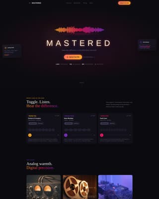 Mastered - Electrifying Musicmastering Landing Page Template