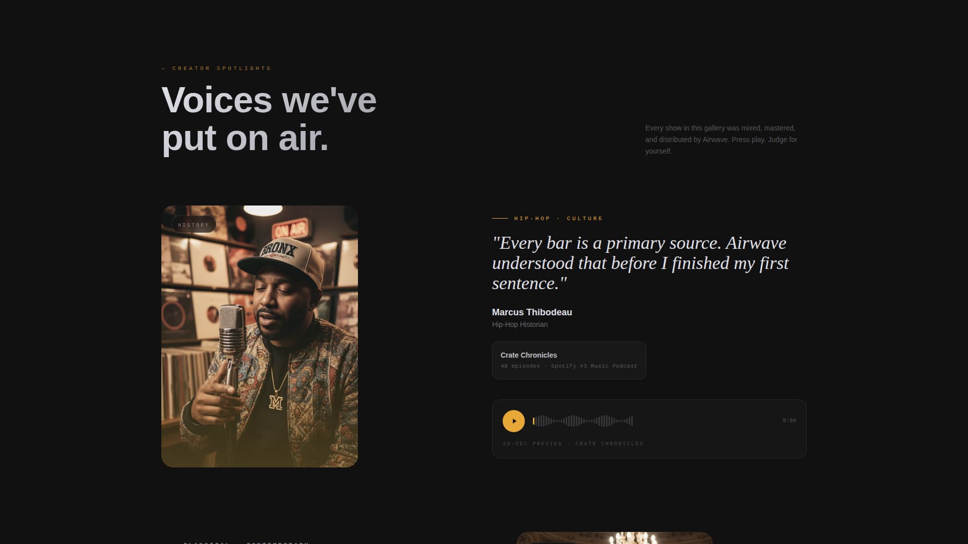 Airwave - Immersive Musicpodcast Landing Page Template