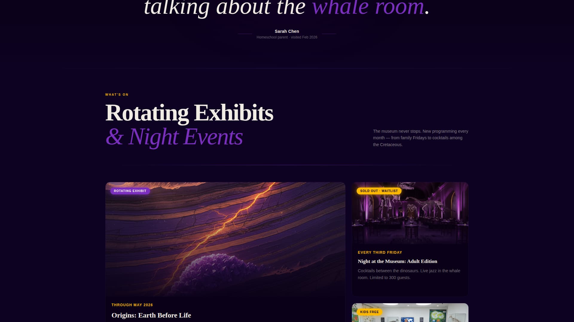 Fossil - Immersive Museum Landing Page Template