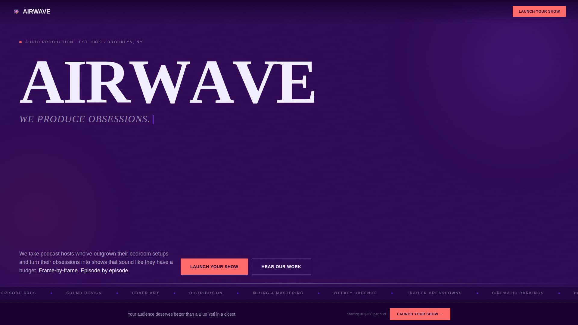 Airwave - Bold Podcast Landing Page Template