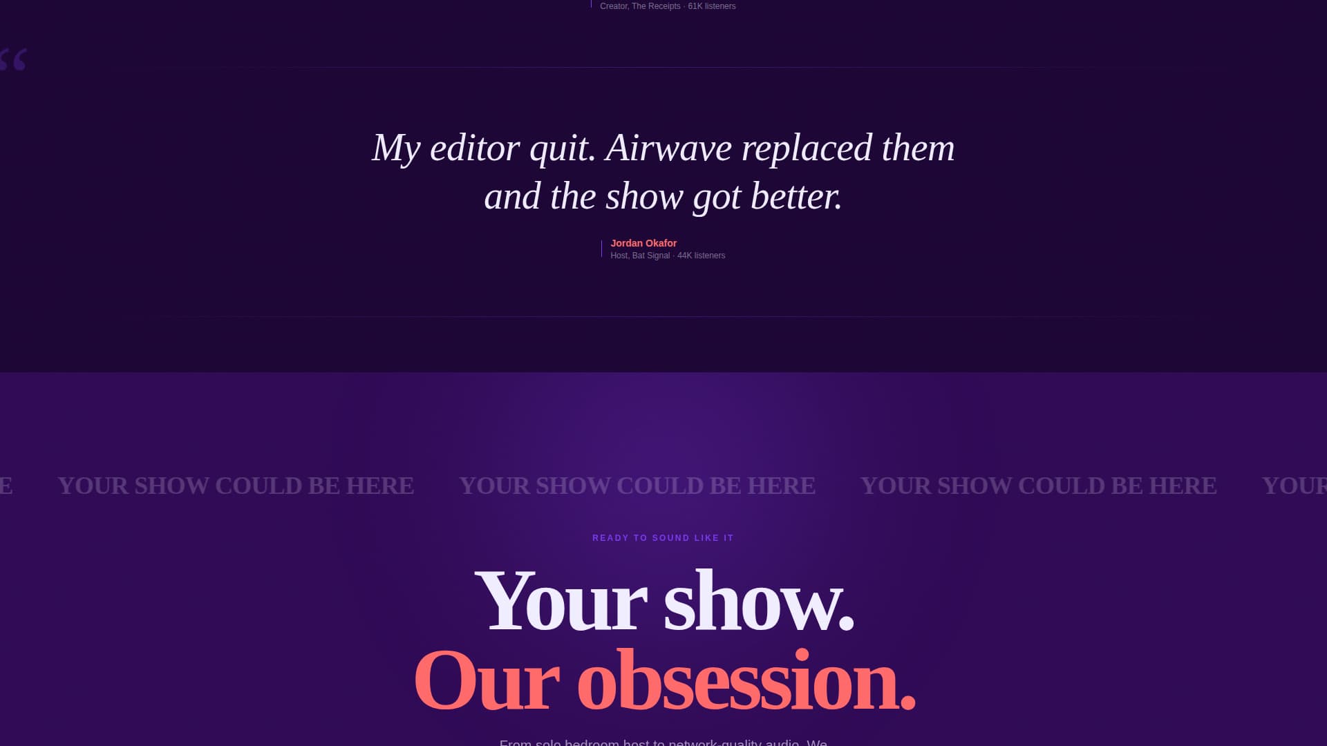 Airwave - Bold Podcast Landing Page Template