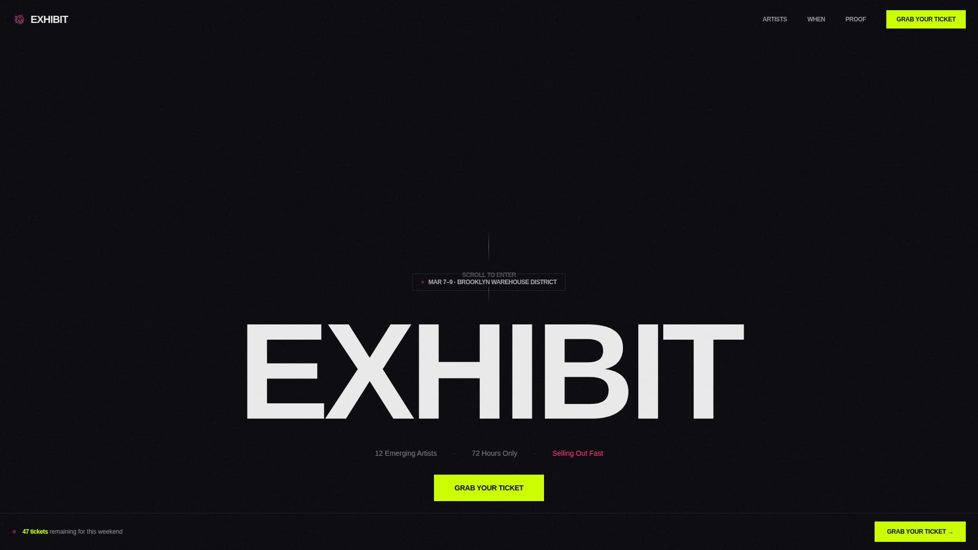 Exhibit - Immersive Popup Landing Page Template