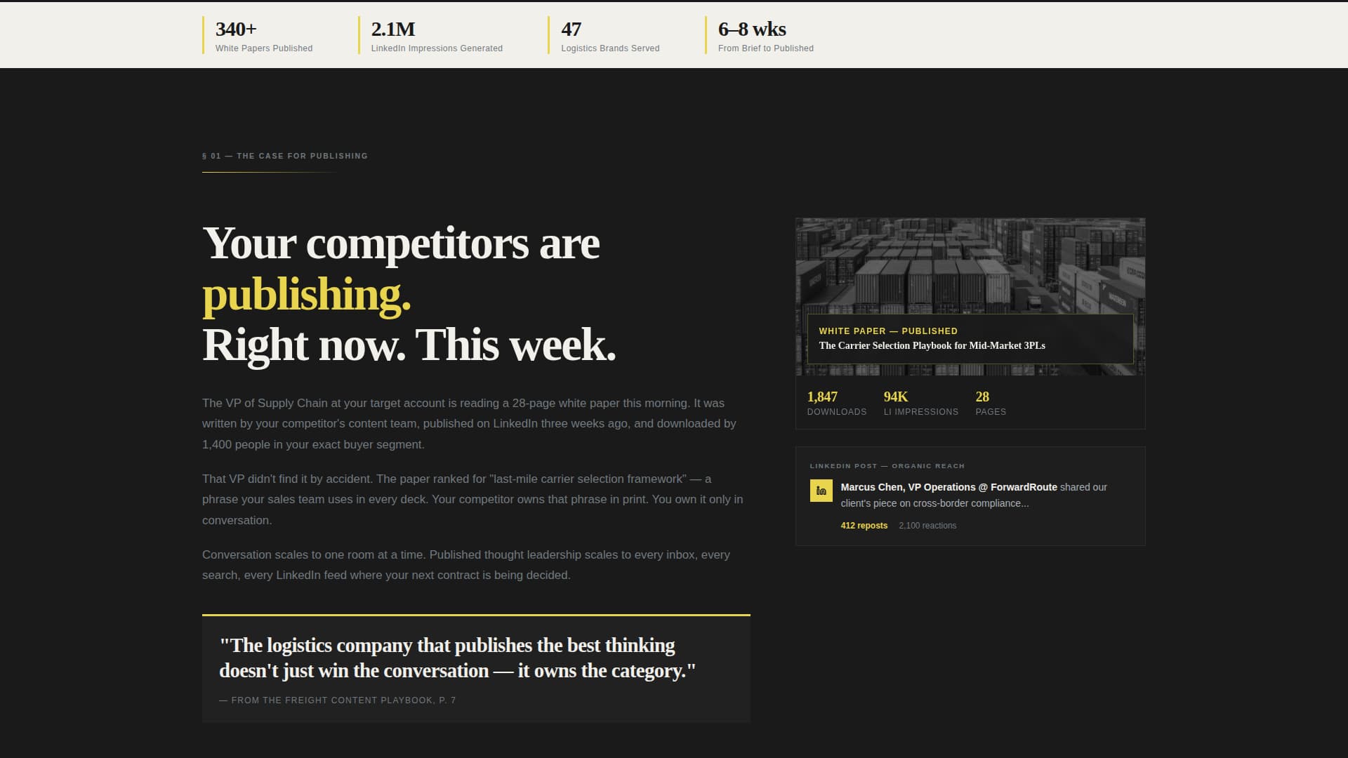 Freight - Industrial Contentmarketing Landing Page Template
