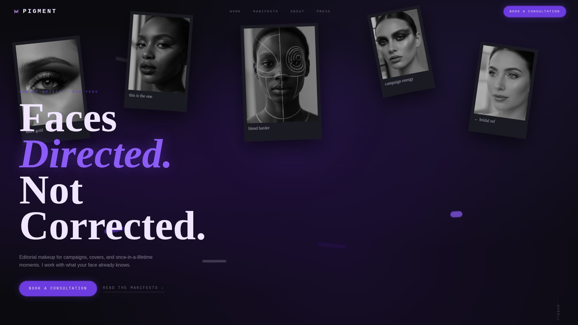 Pigment - Immersive Makeupartist Landing Page Template
