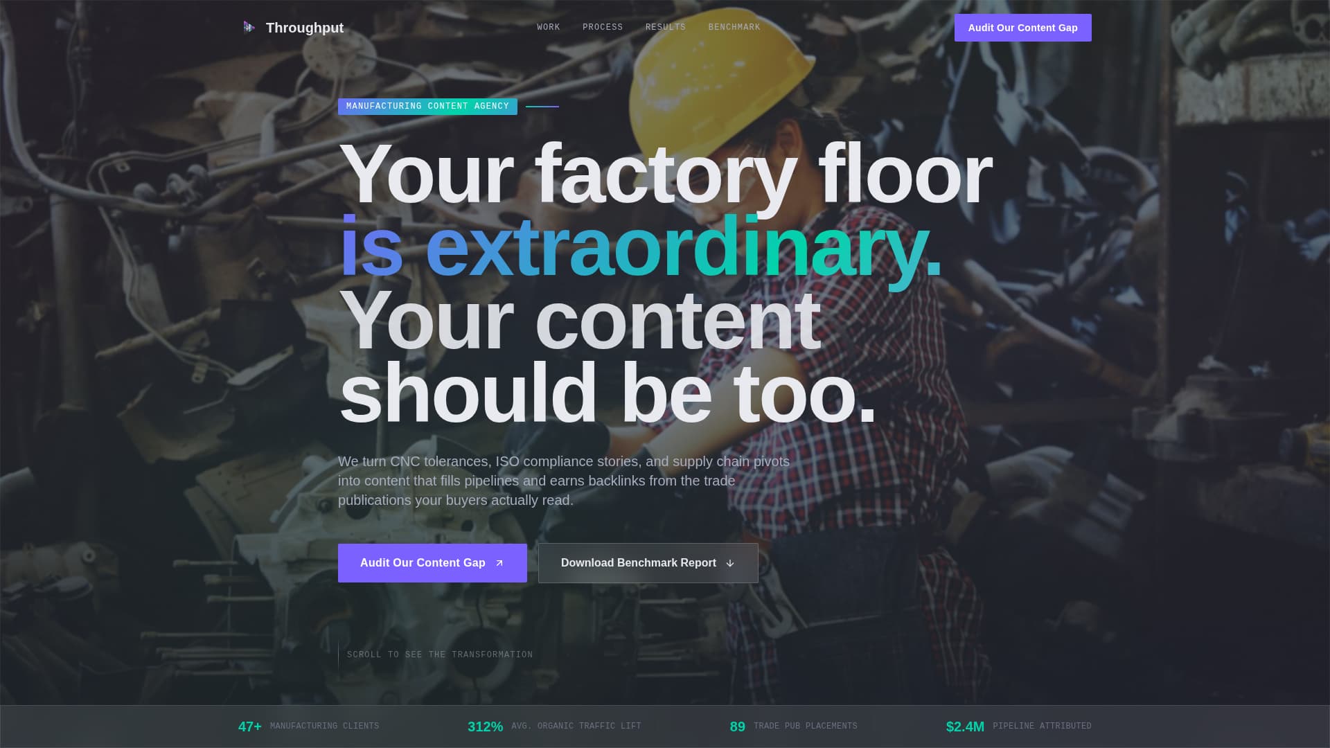 Throughput - Precision Manufacturing Landing Page Template