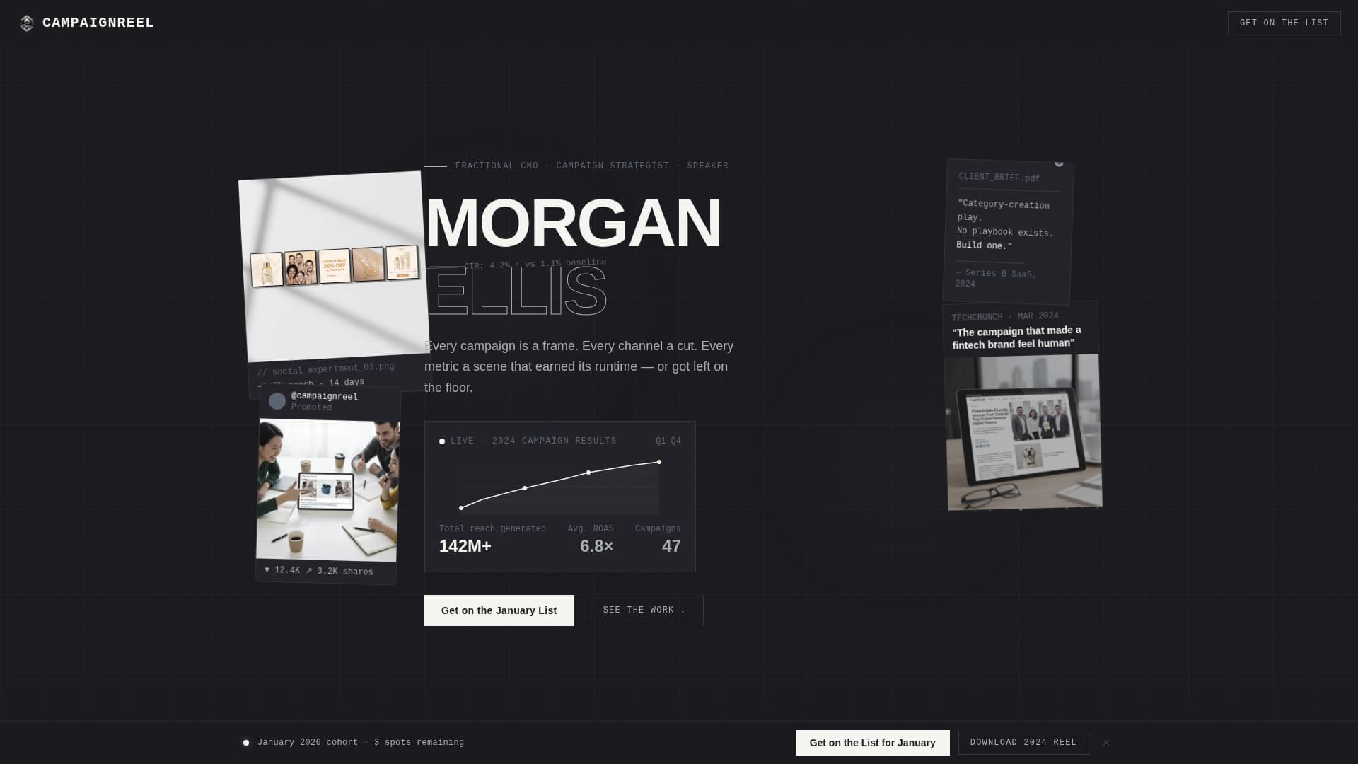 Campaignreel - Cinematic Strategist Landing Page Template