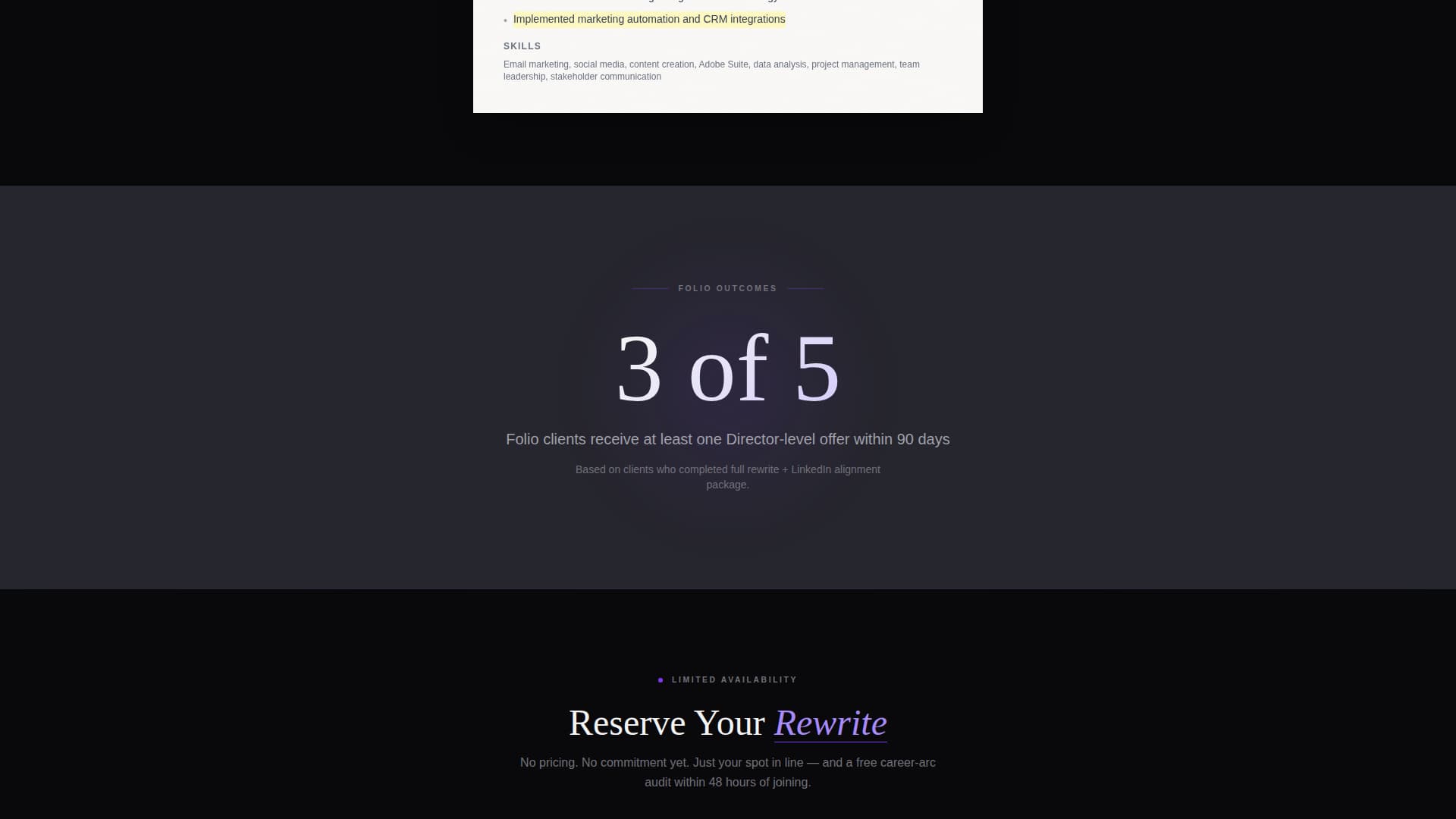 Folio - Boutique Marketingmanager Landing Page Template