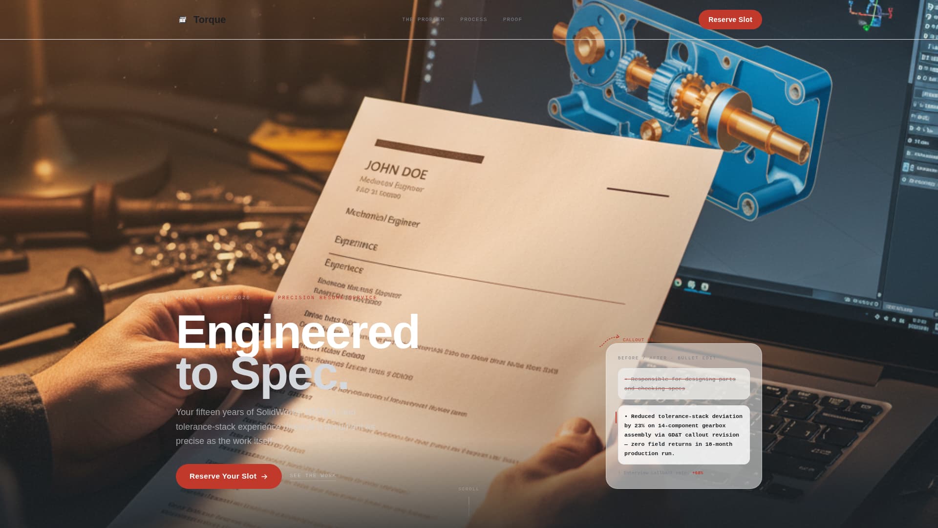 Torque - Precision Engineer Landing Page Template