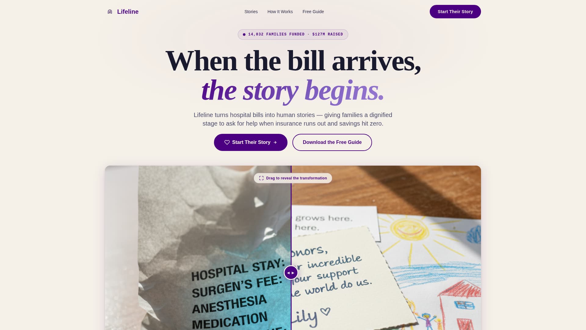 Lifeline - Heartfelt Medicalfundraiser Landing Page Template