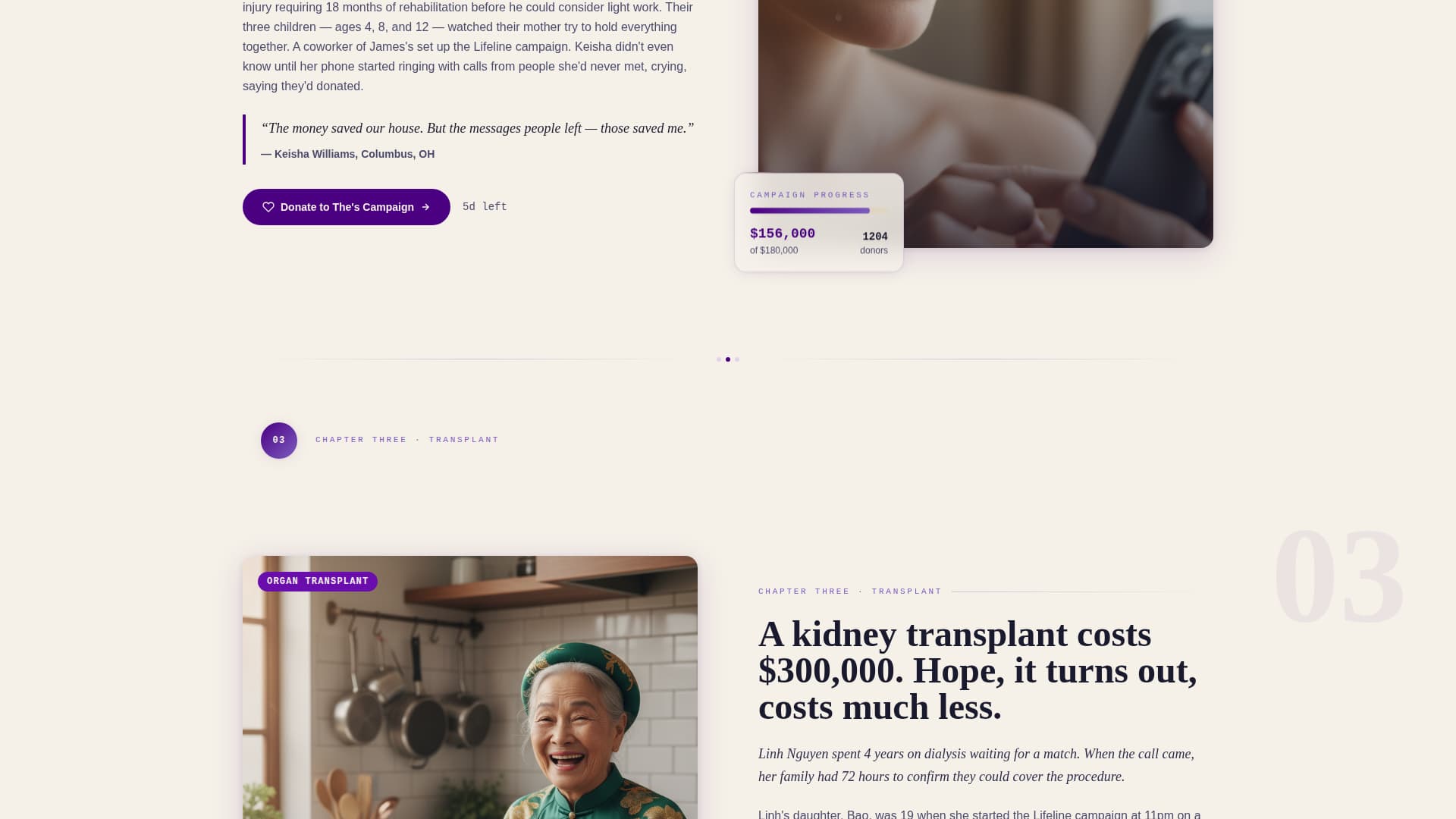 Lifeline - Heartfelt Medicalfundraiser Landing Page Template