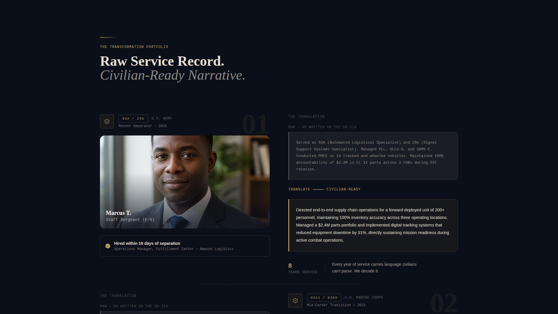 Servicespeak - Powerful Veteran Landing Page Template
