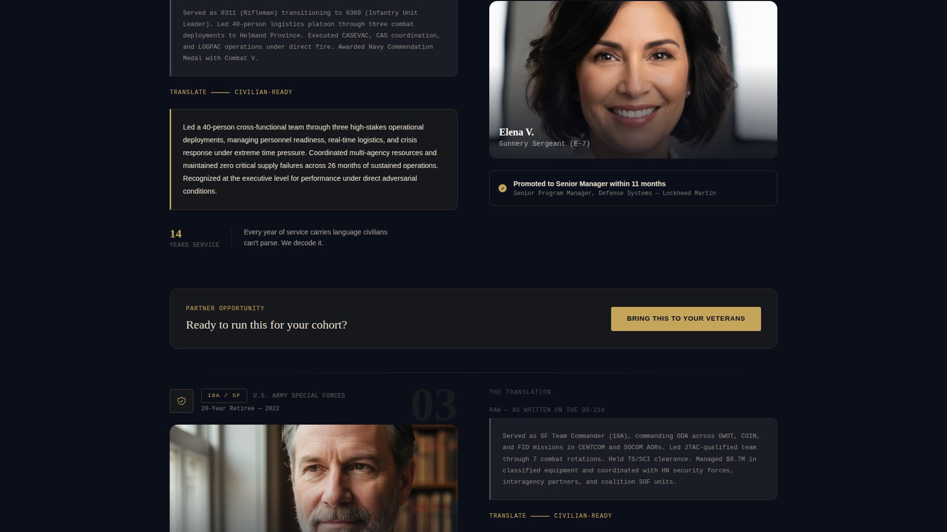Servicespeak - Powerful Veteran Landing Page Template
