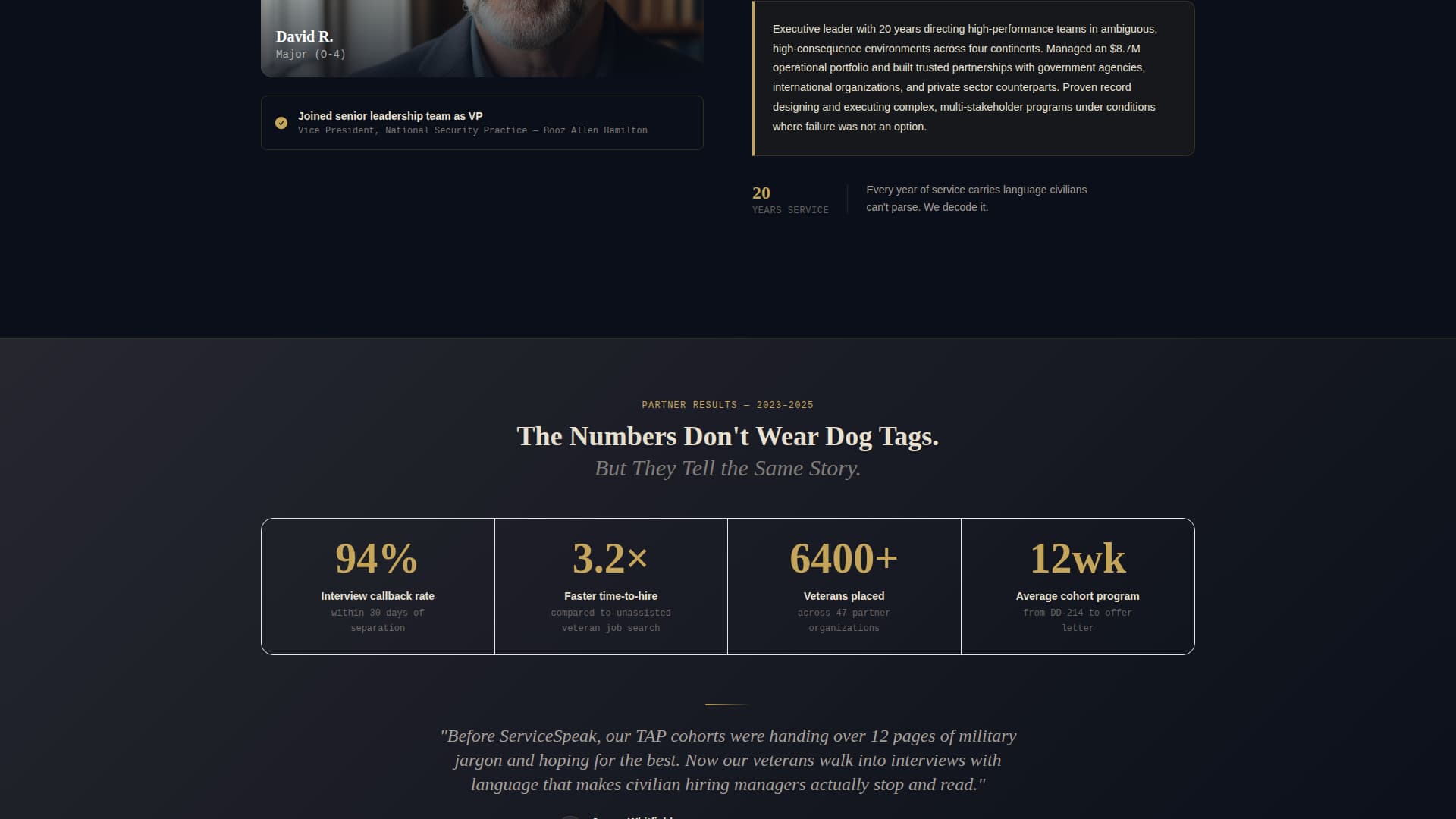 Servicespeak - Powerful Veteran Landing Page Template