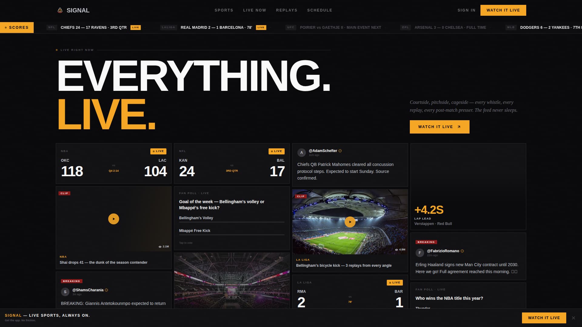 Signal - Electrifying Sportsstreaming Landing Page Template