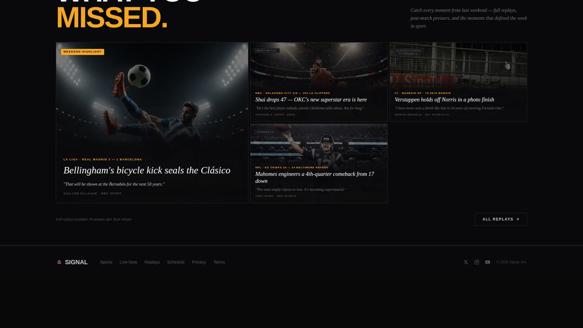 Signal - Electrifying Sportsstreaming Landing Page Template