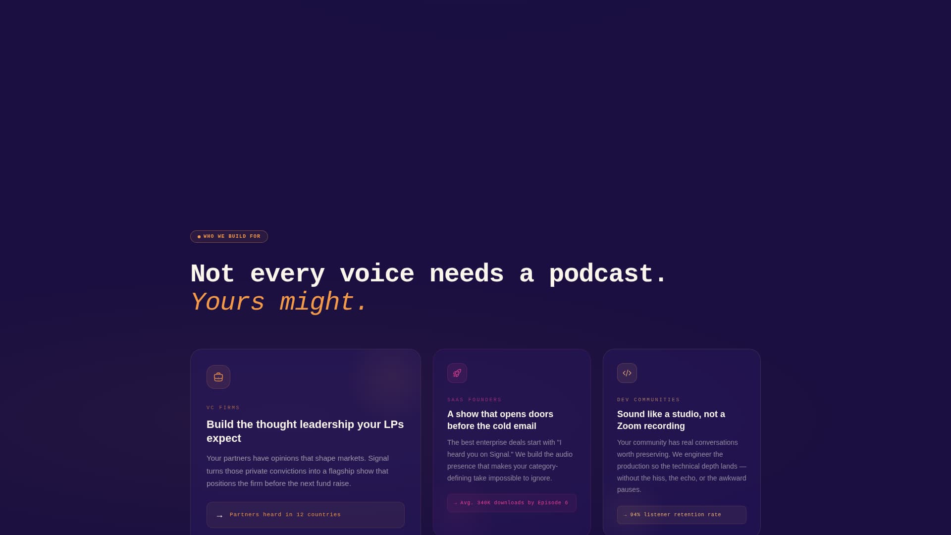 Signal - Immersive Podcast Landing Page Template