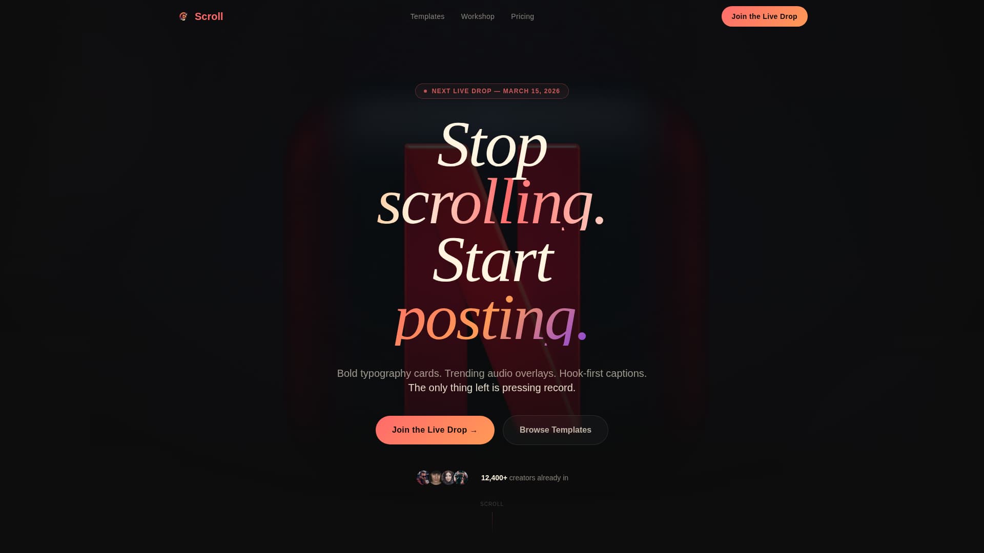 Scroll - Viral Tiktok Landing Page Template