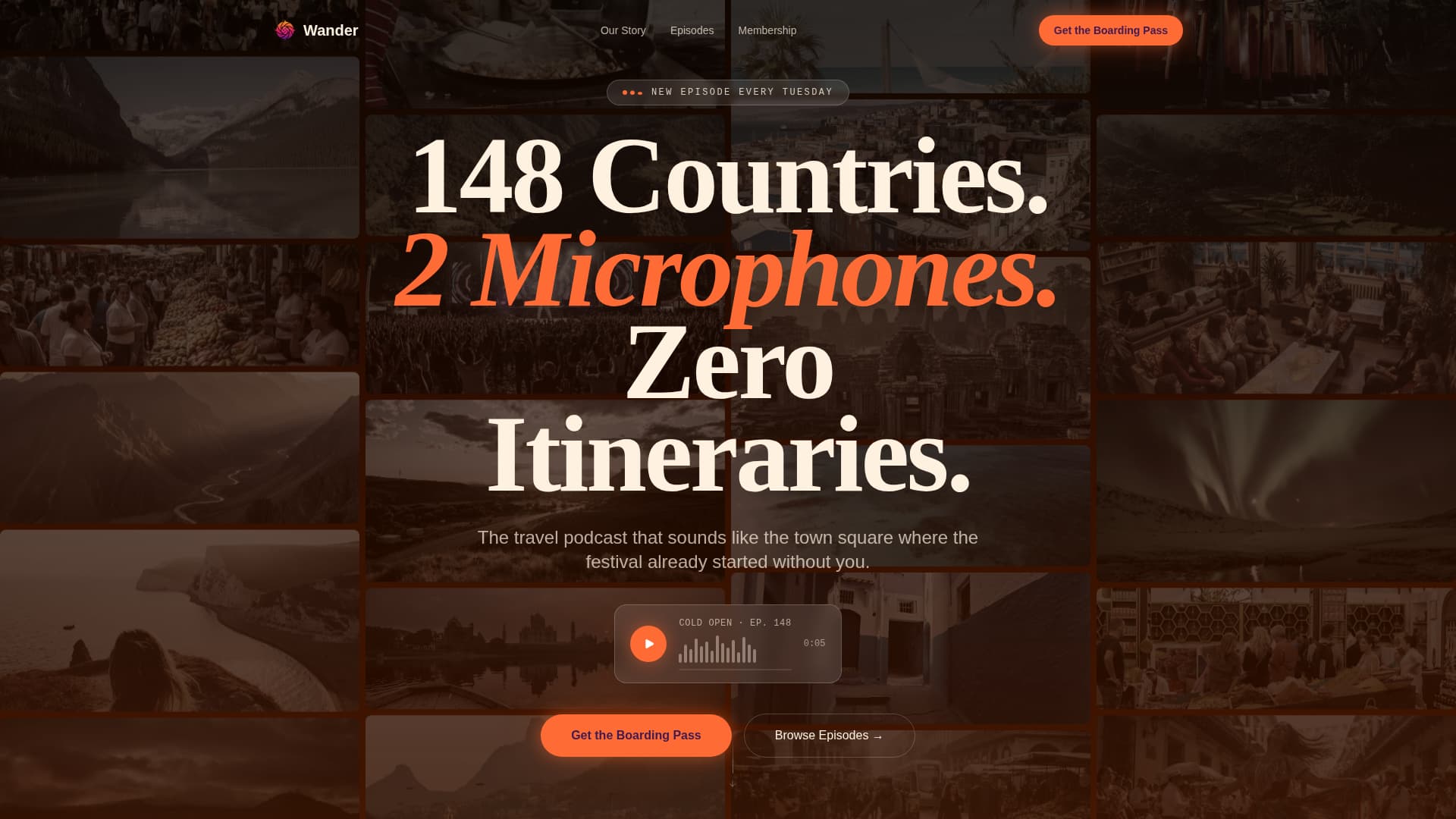 Wander - Immersive Travelpodcast Landing Page Template