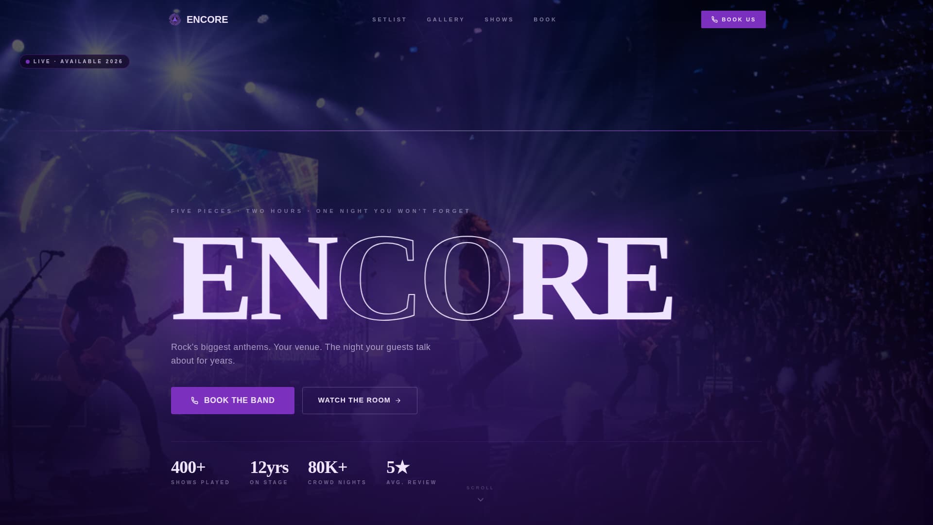 Encore - Spotlight Rockband Landing Page Template