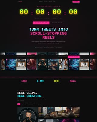 Clip - Electric Reel Landing Page Template