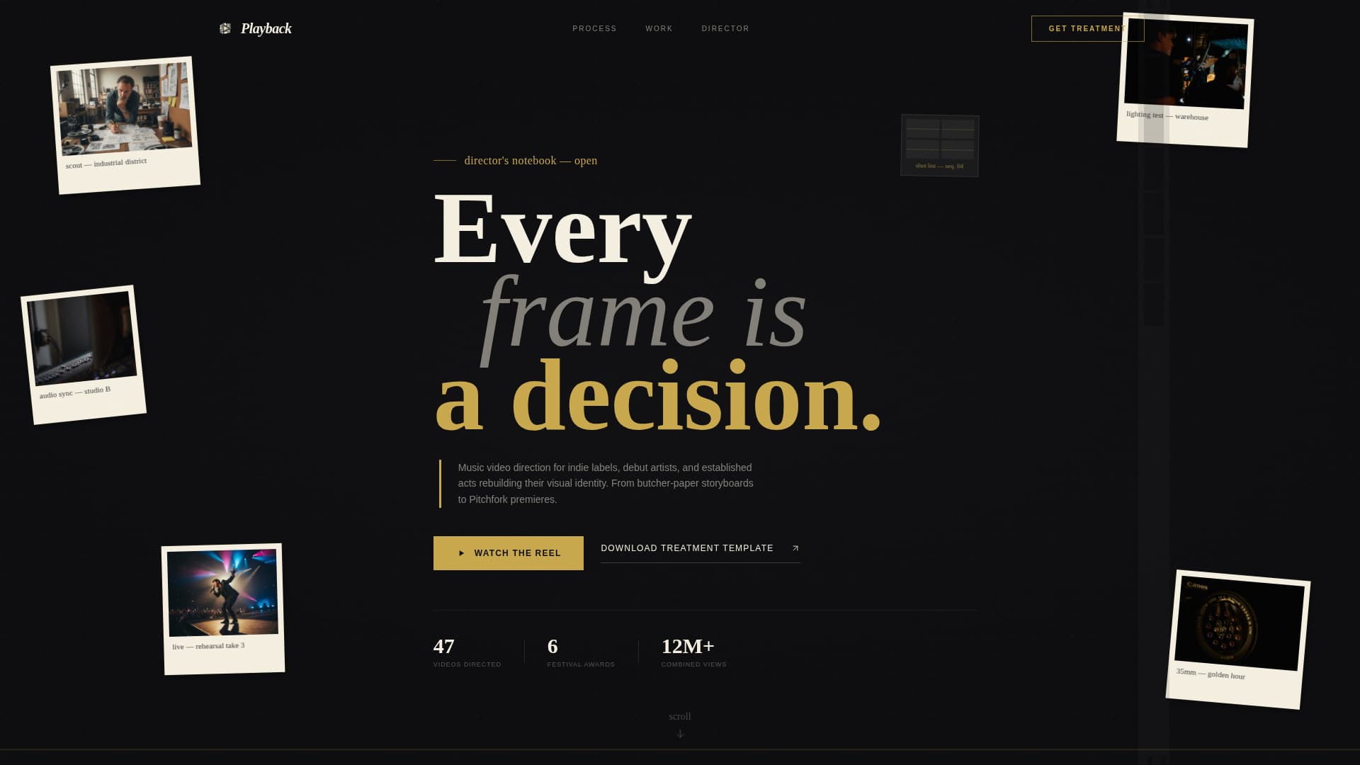 Playback - Cinematic Director Landing Page Template