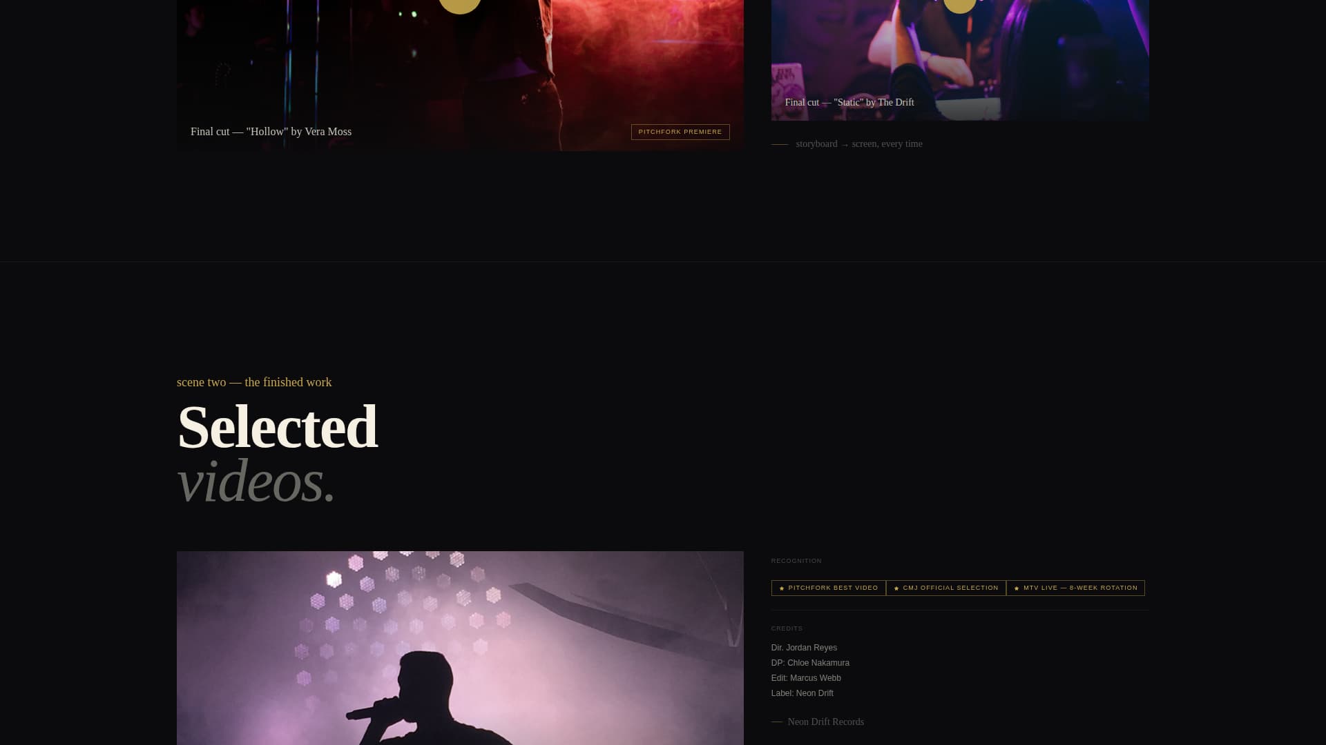 Playback - Cinematic Director Landing Page Template