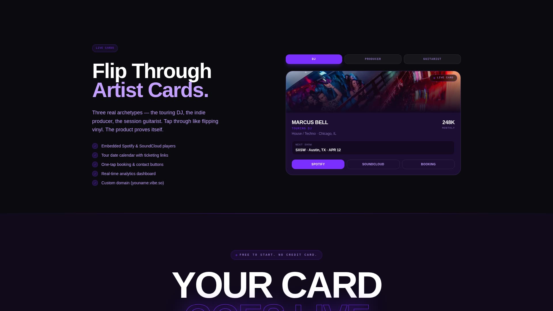 Vibe - Electrifying Musician Landing Page Template