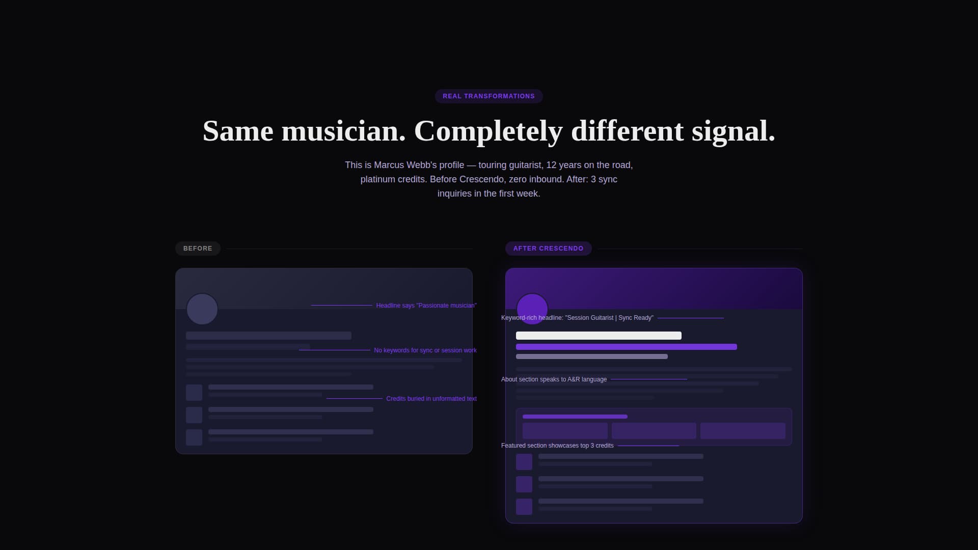 Musician Profile Booking Website Template