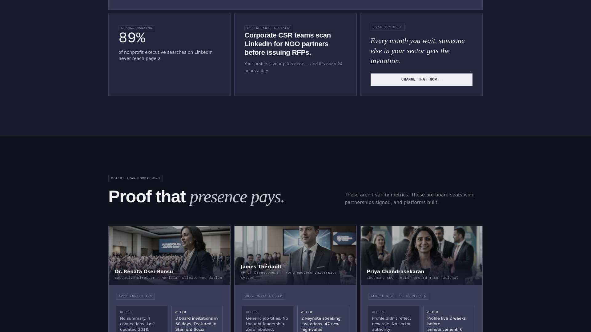 Nonprofit Leader Career Professional Website Template