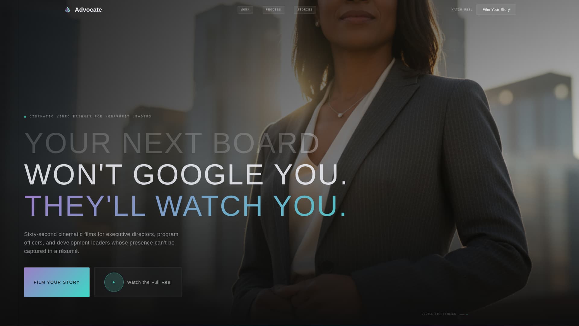 Advocate - Cinematic Nonprofit Landing Page Template