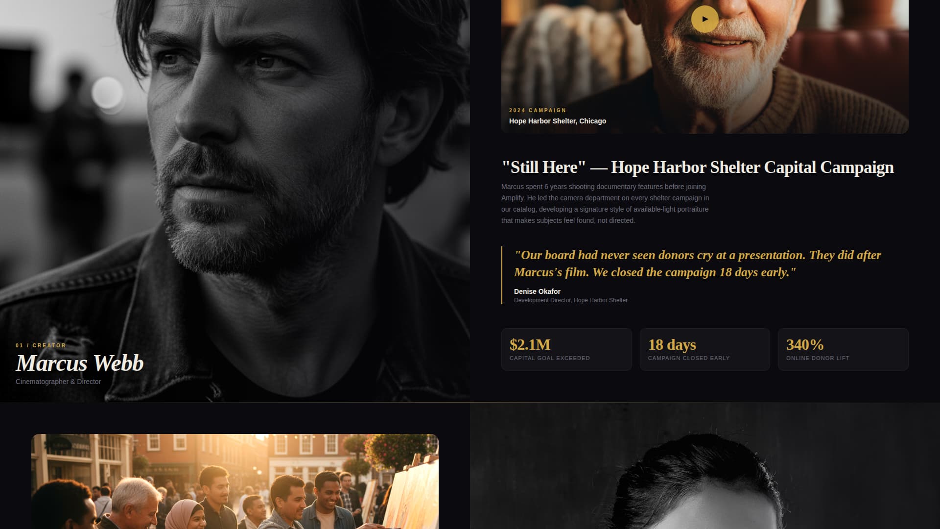 Nonprofit Marketing Agency Cinematic Landing Page Template